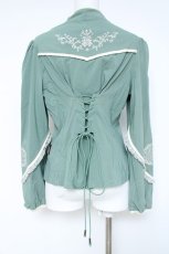 画像2: Ozz oneste / 花霞の夢ブラウス  グリーン Y-26-06-12-042-OO-BL-SZ-ZY (2)