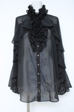 画像1: Ozz oneste / シフォンフリルブラウス  黒 Y-26-06-12-047-OO-TO-SZ-ZY (1)