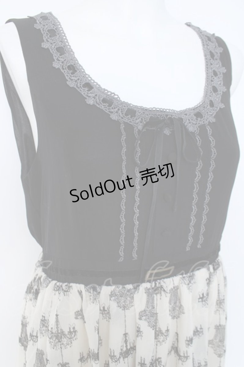 画像3: axes femme / シャンデリア柄切替ワンピース M 生成り Y-26-06-12-050-AX-OP-SZ-ZI (3)