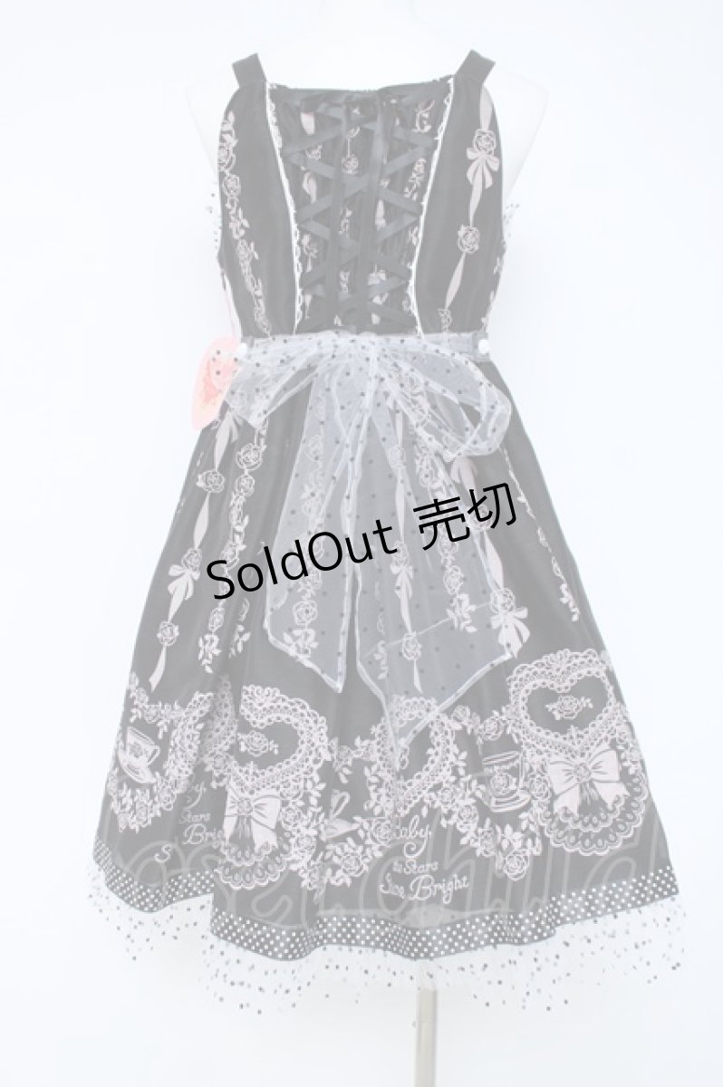 画像3: BABY,THE STARS SHINE BRIGHT / Sugar Rose Tea Timeプリントハートジャンパースカート  黒 Y-26-06-12-052-BA-OP-SZ-ZY (3)