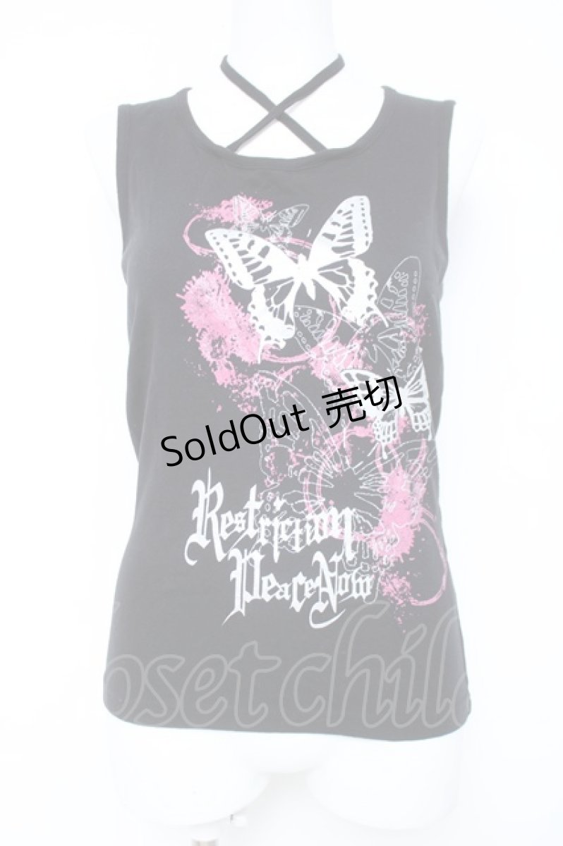 画像1: PEACE NOW / バタフライプリントタンクトップ M 黒 Y-26-06-12-030-PU-TO-SZ-ZY (1)