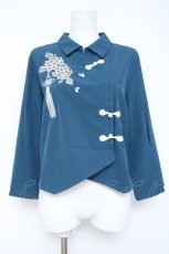 画像1: axes femme / ジャスミン刺繍チャイナブラウス  グリーン Y-26-06-13-037-AX-BL-SZ-ZY (1)