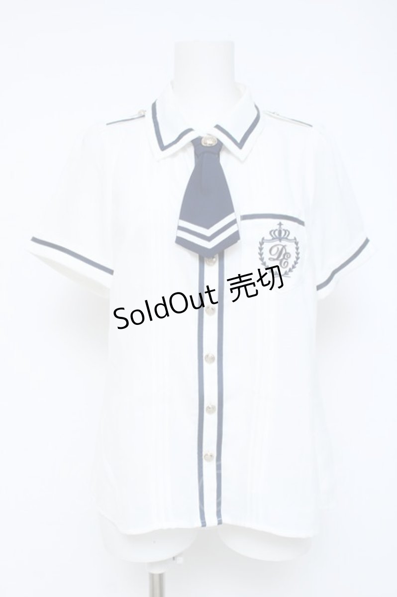 画像1: Amavel / Crown Marinのポケット付きブラウス  白Ｘ紺 Y-26-06-13-054-CA-BL-SA-ZY (1)