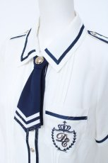 画像3: Amavel / Crown Marinのポケット付きブラウス  白Ｘ紺 Y-26-06-13-054-CA-BL-SA-ZY (3)