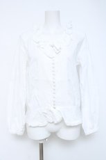 画像1: PINK HOUSE / コットンレースノーカラーブラウス  アイボリー Y-26-06-13-068-LO-BL-SA-ZY (1)