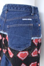 画像3: SUPER LOVERS / 切り替えデニムスカート  インディゴ×黒 Y-26-06-13-109-PU-SK-SZ-ZY (3)