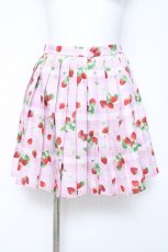 画像1: Ank Rouge / ストロベリープリントプリーツスカート M ピンク Y-26-06-13-113-CA-SK-SZ-ZY (1)