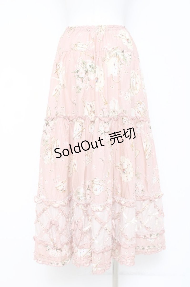 画像2: PINK HOUSE / ティーカッププリントパッチワークスカート  白 Y-26-06-13-121-LO-SK-SA-ZY (2)