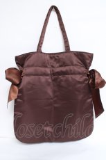 画像2: Maison de FLEUR /  ダブルリボントートバック  茶 Y-26-06-13-021-LO-BG-SZ-ZY (2)
