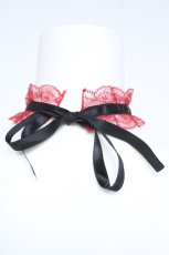 画像2: MARBLE / パール付きレースチョーカー  赤×黒 Y-26-06-14-007-GO-AC-SZ-ZY (2)