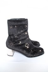 画像4: axes femme POETIQUE / 天体モチーフ刺繍ベロアブーツ L 黒 Y-26-06-14-055-AX-SH-SZ-ZY (4)