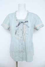 画像1: axes femme / ストライプドビーブラウス M ミント Y-26-06-14-064-AX-BL-SZ-ZY (1)