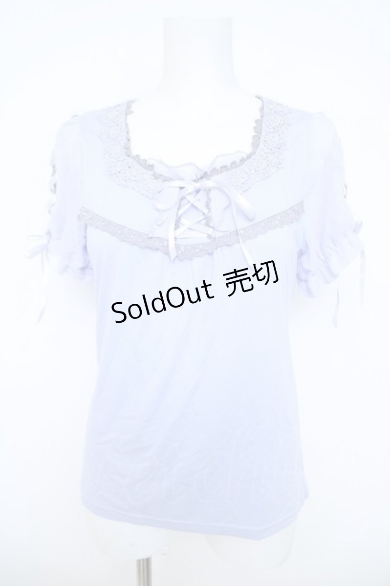 画像1: axes femme / 袖シフォン編み上げプルオーバー M ラベンダー Y-26-06-14-074-AX-TO-SZ-ZY (1)
