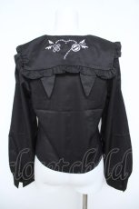 画像2: NieR Clothing / ミケ刺繍ブラウス  黒 Y-26-06-14-078-PU-BL-SZ-ZY (2)