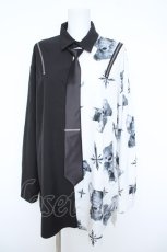 画像1: TRAVAS TOKYO / Bicolor bears necktie shirts/ネクタイ付きくまプリントバイカラーシャツ F ブラック/ホワイト Y-26-06-14-084-PU-BL-SZ-ZY (1)