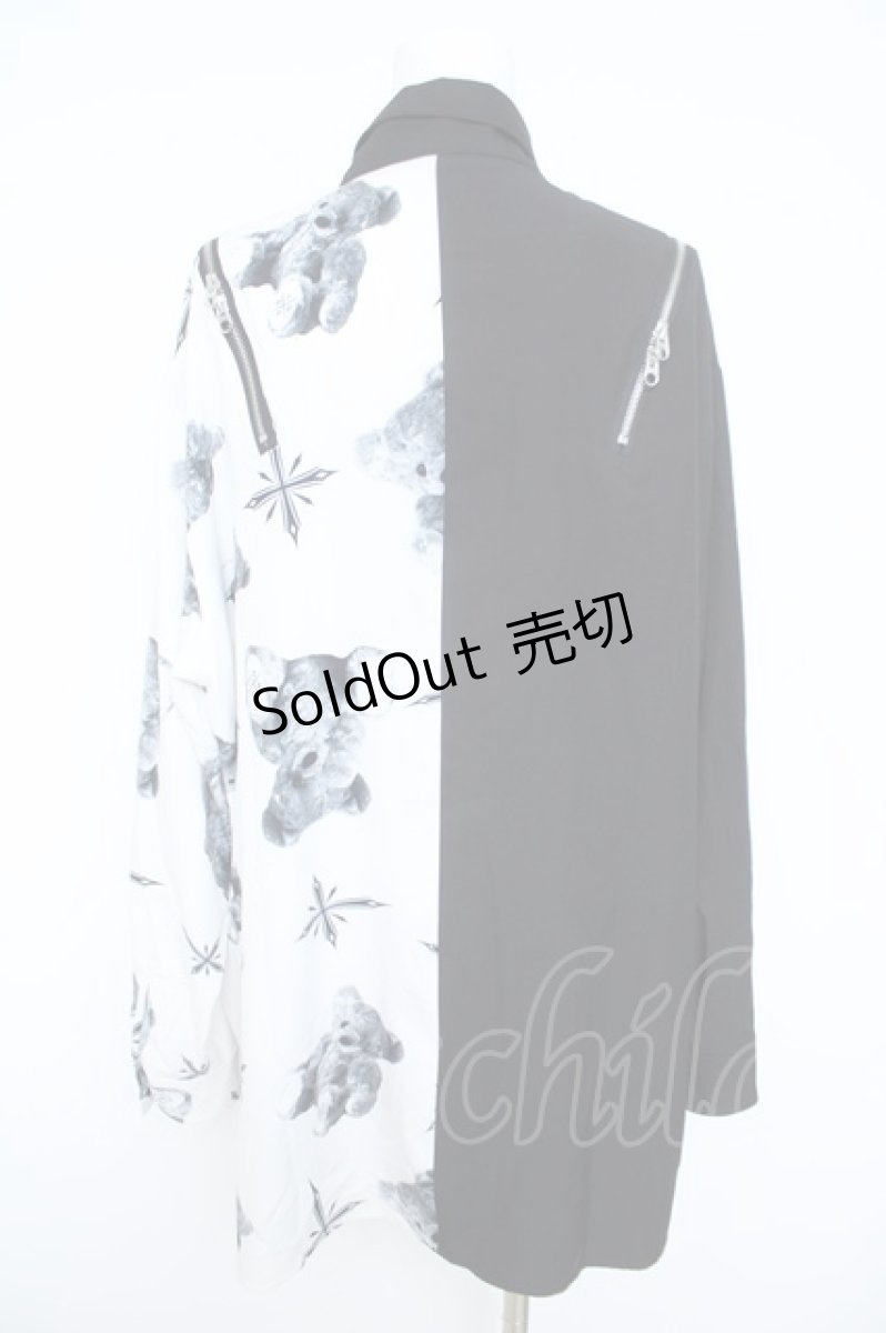 画像2: TRAVAS TOKYO / Bicolor bears necktie shirts/ネクタイ付きくまプリントバイカラーシャツ F ブラック/ホワイト Y-26-06-14-084-PU-BL-SZ-ZY (2)