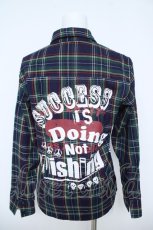 画像2: HELL CAT PUNKS / プリント入りチェックブラウス  グリーン Y-26-06-14-090-PU-BL-SZ-ZY (2)