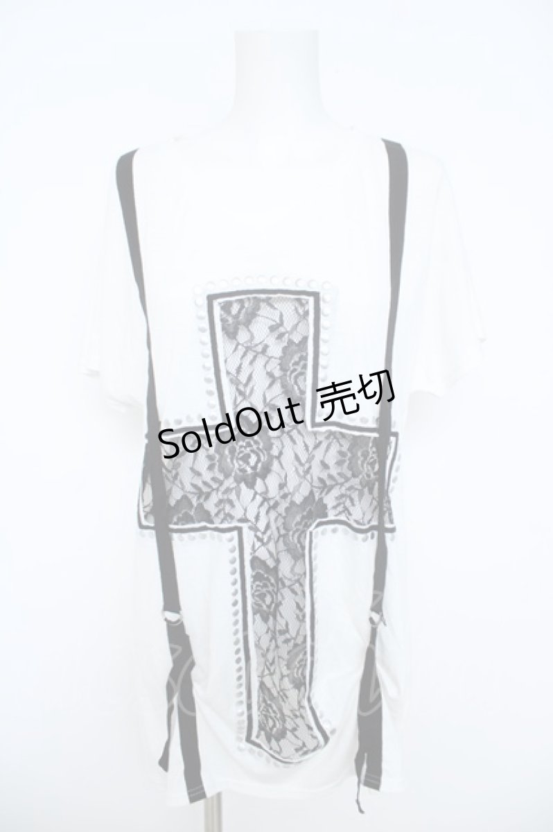画像1: GLAD NEWS / クロスレースデザイントップス  白 Y-26-06-14-094-PU-TO-SZ-ZY (1)