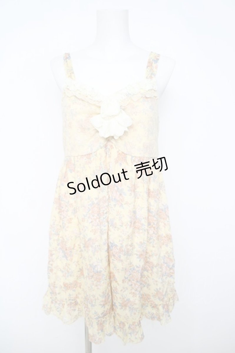 画像1: axes femme / バラモチーフ花柄チュニック M イエロー Y-26-06-14-106-AX-OP-SZ-ZY (1)
