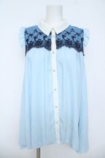 画像1: axes femme / ヨーク刺繍切替チュニック M サックス Y-26-06-14-113-AX-TO-SZ-ZY (1)