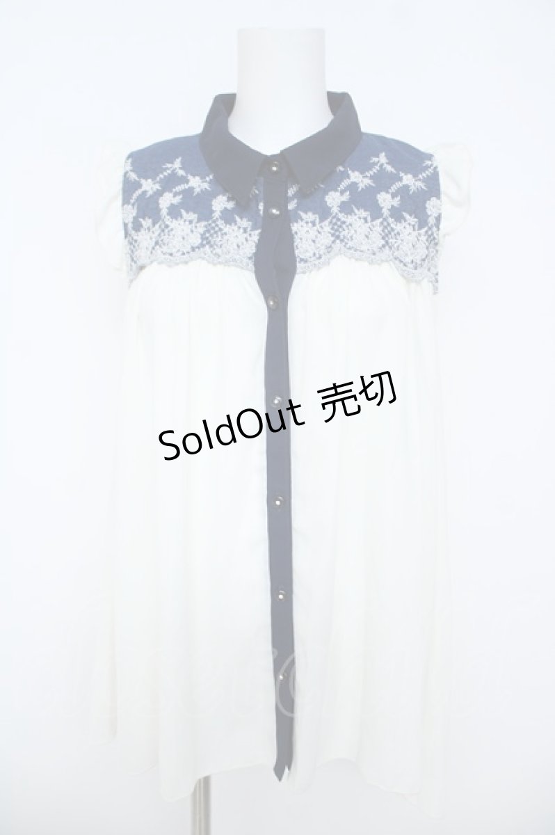 画像1: axes femme / ヨーク刺繍切替チュニック M 生成り Y-26-06-14-114-AX-TO-SZ-ZY (1)