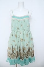 画像1: axes femme / エッフェル塔パネル柄チュニック M ミント Y-26-06-14-115-AX-TO-SZ-ZY (1)