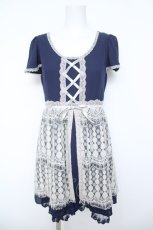 画像1: axes femme / アイラッシュレースチュニック M 紺 Y-26-06-14-121-AX-OP-SZ-ZY (1)