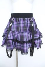 画像1: NieR Clothing / チェック柄フリルスカート  パープル Y-26-06-14-164-PU-SK-SZ-ZY (1)