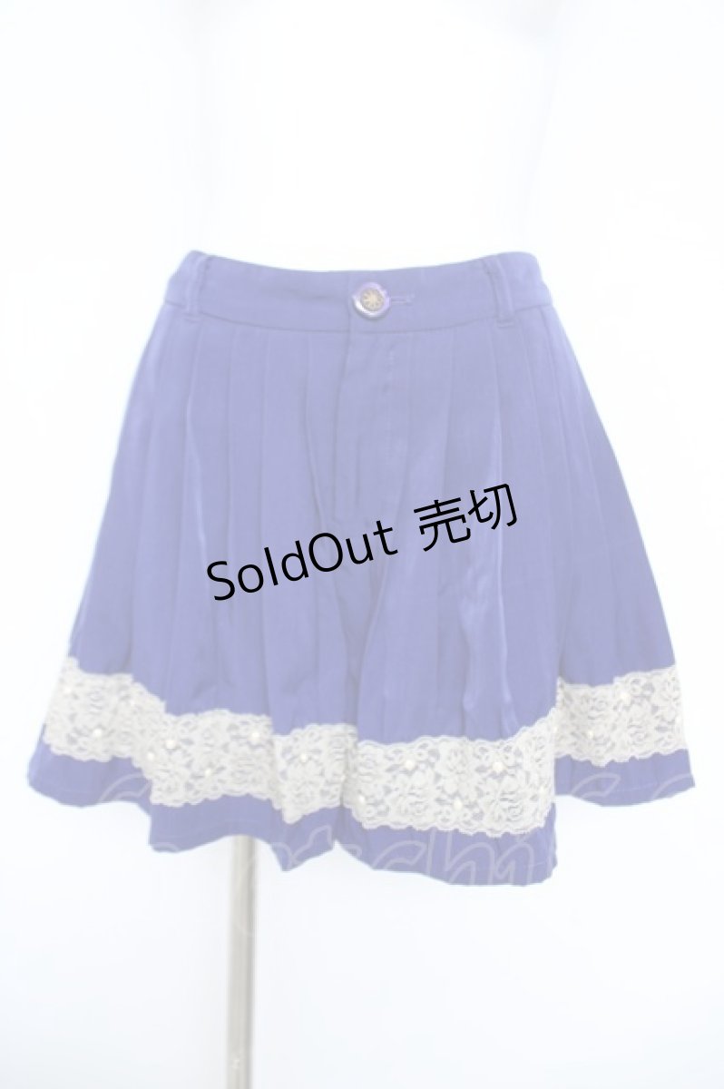 画像1: axes femme / 裾レースプリーツキュロット M 青 Y-26-06-14-168-AX-PA-SZ-ZY (1)