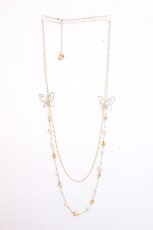 画像1: axes femme / 蝶×パール2連ネックレス  ゴールド Y-26-06-16-004-AX-AC-SZ-ZY (1)