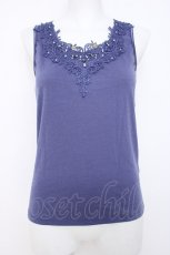 画像1: axes femme / /ビジュー×レースタンクトップ  ブルー Y-26-06-16-056-AX-TO-SZ-ZY (1)