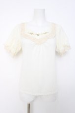 画像1: axes femme / 胸元ビジュー袖レースプルオーバー M 生成り Y-26-06-16-058-AX-TO-SZ-ZY (1)