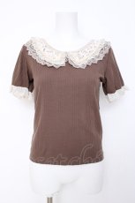 画像1: axes femme / レース襟半袖インナープルオーバー  茶 Y-26-06-16-065-AX-TO-SZ-ZY (1)