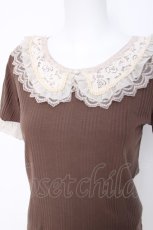 画像3: axes femme / レース襟半袖インナープルオーバー  茶 Y-26-06-16-065-AX-TO-SZ-ZY (3)