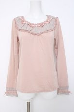 画像1: axes femme / リボン×チュールカットソー  ピンク Y-26-06-16-072-AX-TO-SZ-ZY (1)