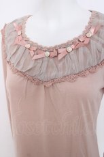画像3: axes femme / リボン×チュールカットソー  ピンク Y-26-06-16-072-AX-TO-SZ-ZY (3)