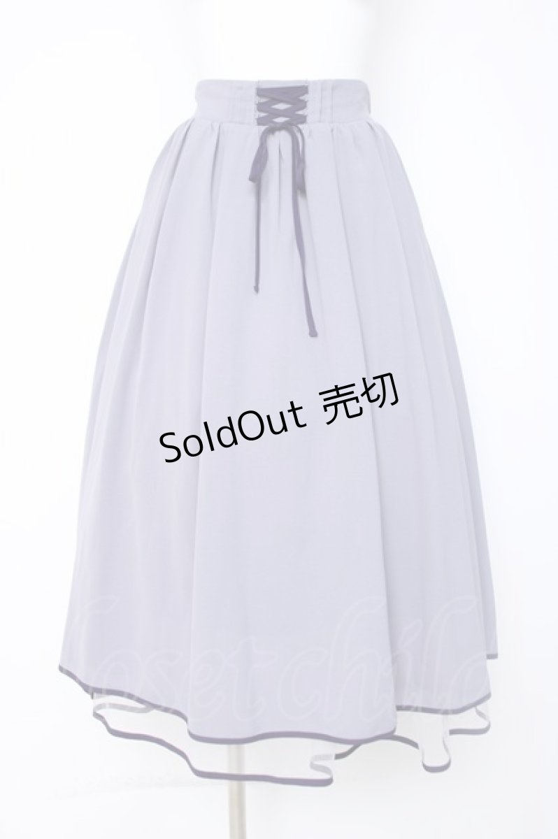 画像1: axes femme POETIQUE / リボン花柄バックフリルスカート  ラベンダー Y-26-06-16-097-AX-SK-SZ-ZI (1)