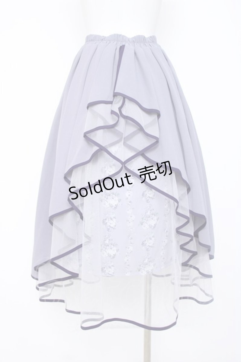 画像2: axes femme POETIQUE / リボン花柄バックフリルスカート  ラベンダー Y-26-06-16-097-AX-SK-SZ-ZI (2)