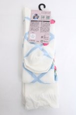 画像2: Lovely Tency / 眞白ありすコラボ/編み上げリボン風いちご柄オーバーニーソックス  淡水色 Y-26-06-16-017-LO-AC-SZ-ZY (2)
