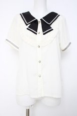 画像1: axes femme POETIQUE / セーラーデザインブラウス M 生成り Y-26-06-16-031-AX-BL-SZ-ZY (1)