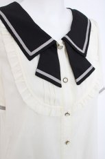 画像3: axes femme POETIQUE / セーラーデザインブラウス M 生成り Y-26-06-16-031-AX-BL-SZ-ZY (3)