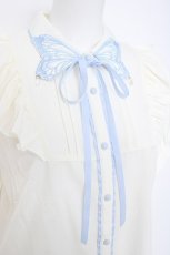 画像3: axes femme POETIQUE / バタフライ刺繍襟半袖ブラウス  生成り Y-26-06-16-032-AX-BL-SZ-ZY (3)