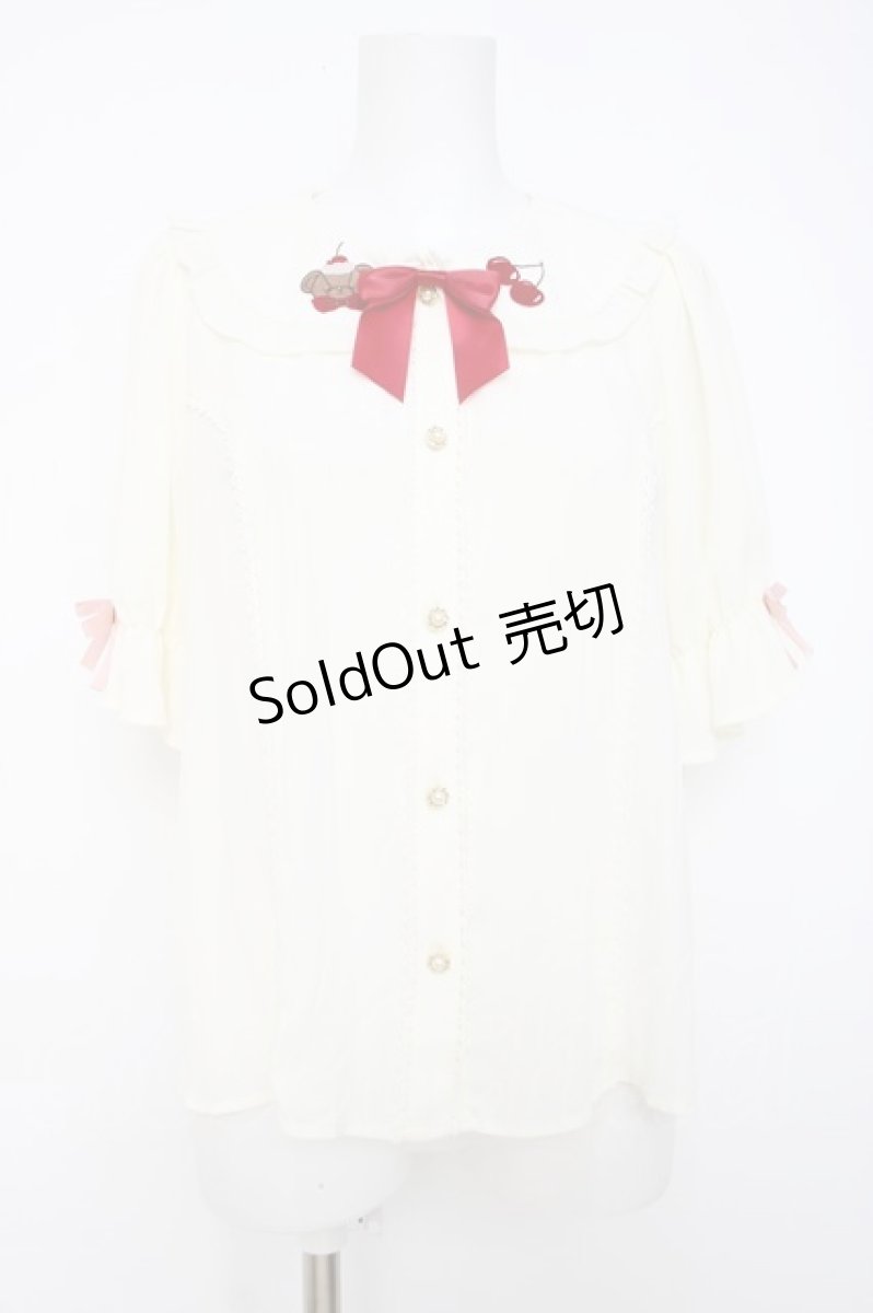 画像1: axes femme kawaii / クマパフェ刺繍ブラウス  生成り Y-26-06-16-033-AX-BL-SZ-ZY (1)