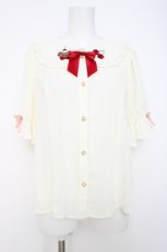 画像1: axes femme kawaii / クマパフェ刺繍ブラウス  生成り Y-26-06-16-033-AX-BL-SZ-ZY (1)