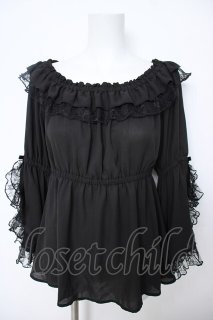 axes femme kawaii 姫袖ブラウス生成 axes femme kawaii / 2WAY姫袖ブラウス 黒 Y-26-06-18-051-AX-BL-SZ-ZY