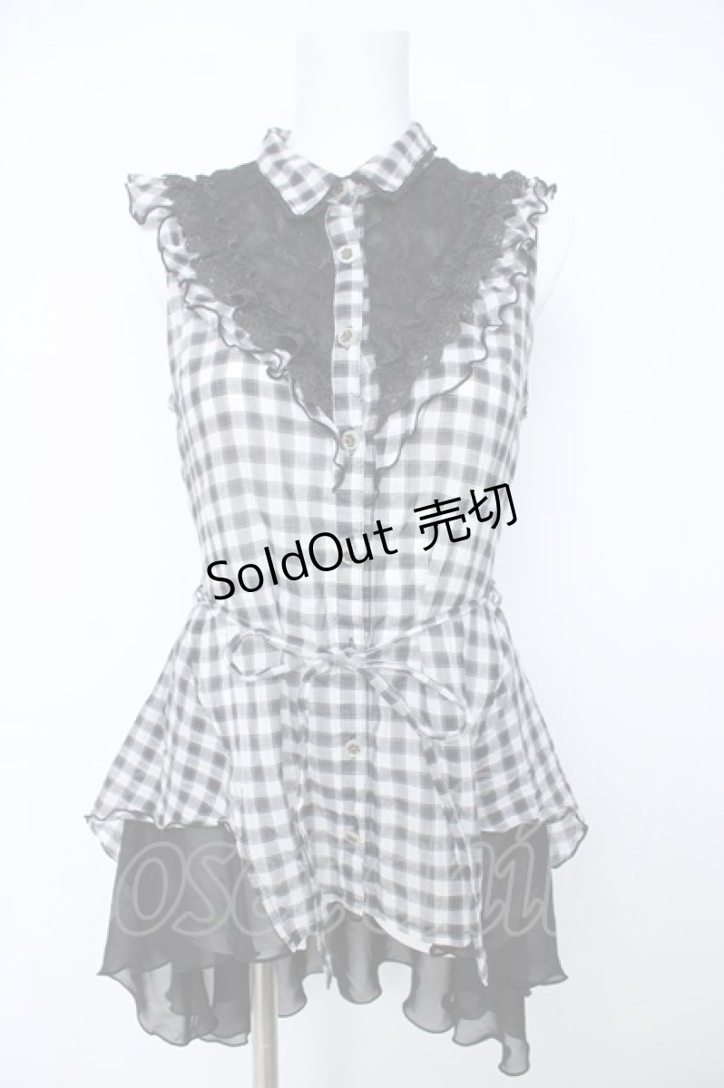 画像1: axes femme POETIQUE / ブロッキングノースリブラウス  黒 Y-26-06-18-067-AX-BL-SZ-ZY (1)