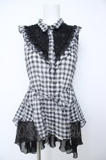 画像1: axes femme POETIQUE / ブロッキングノースリブラウス  黒 Y-26-06-18-067-AX-BL-SZ-ZY (1)
