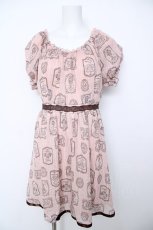 画像1: axes femme POETIQUE / ティーカップストライプワンピース M 淡ピンク Y-26-06-18-112-AX-OP-SZ-ZY (1)