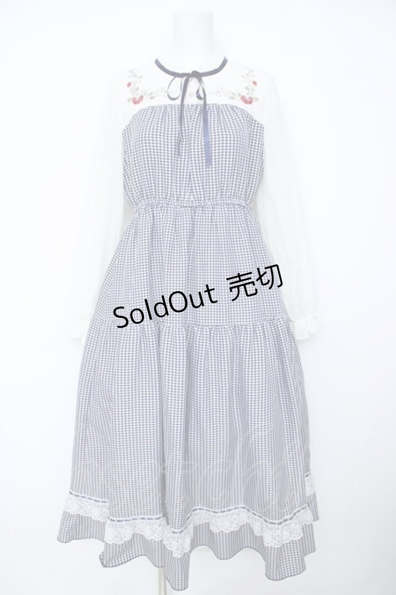画像1: axes femme POETIQUE / ストロベリーガーデンワンピース M 紺 Y-26-06-18-113-AX-OP-SZ-ZY (1)
