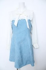 画像1: axes femme POETIQUE / ツィードボウタイワンピース  サックス Y-26-06-18-116-AX-OP-SZ-ZY (1)